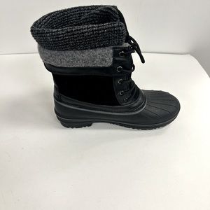 FANTURA WOMEN BLACK WATERPROOF WINTER SNOW BOOTS ANTI SLIP THICK INSULATION